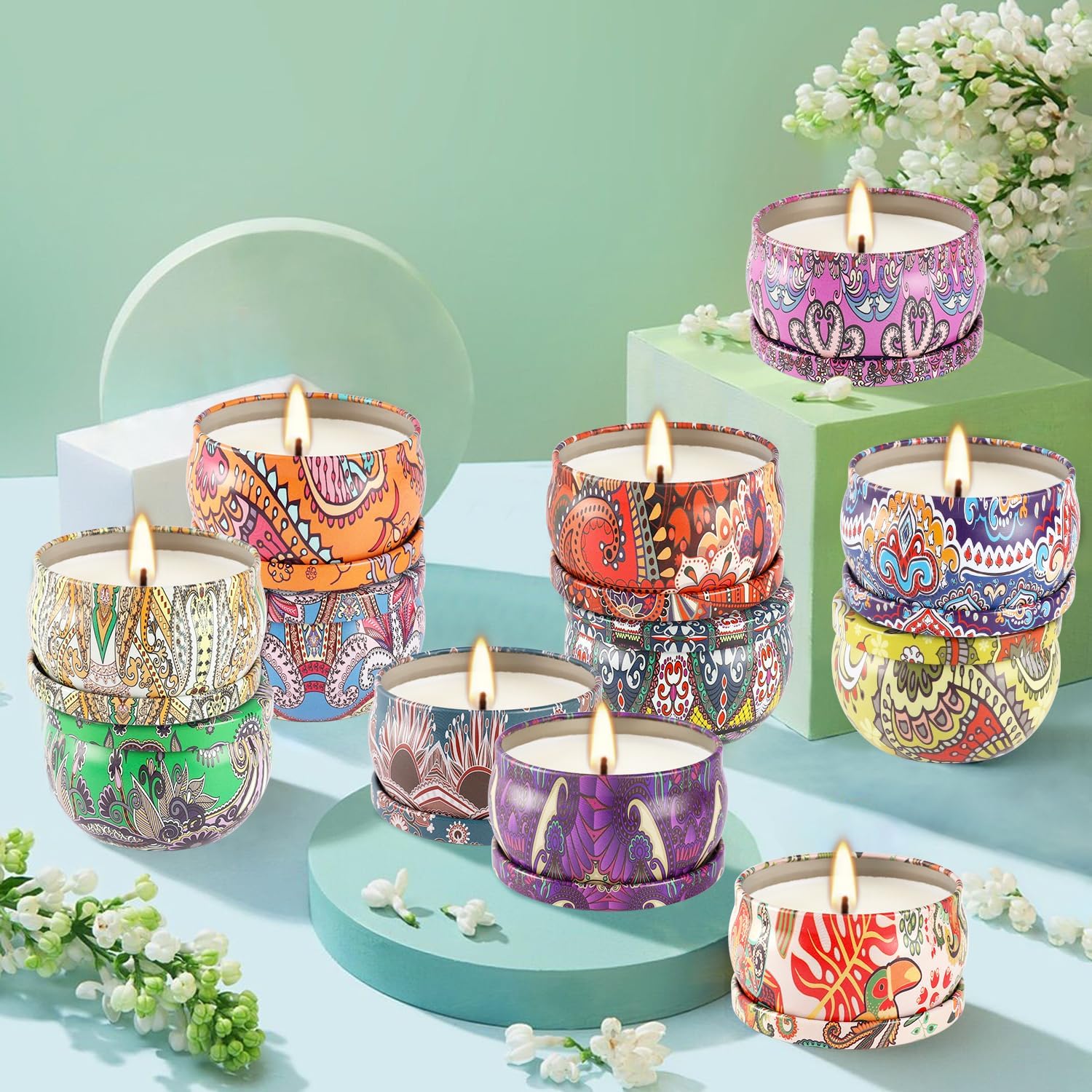 Scented Candles Gift Set of 36 25oz Travel Tins with Relaxing Scents