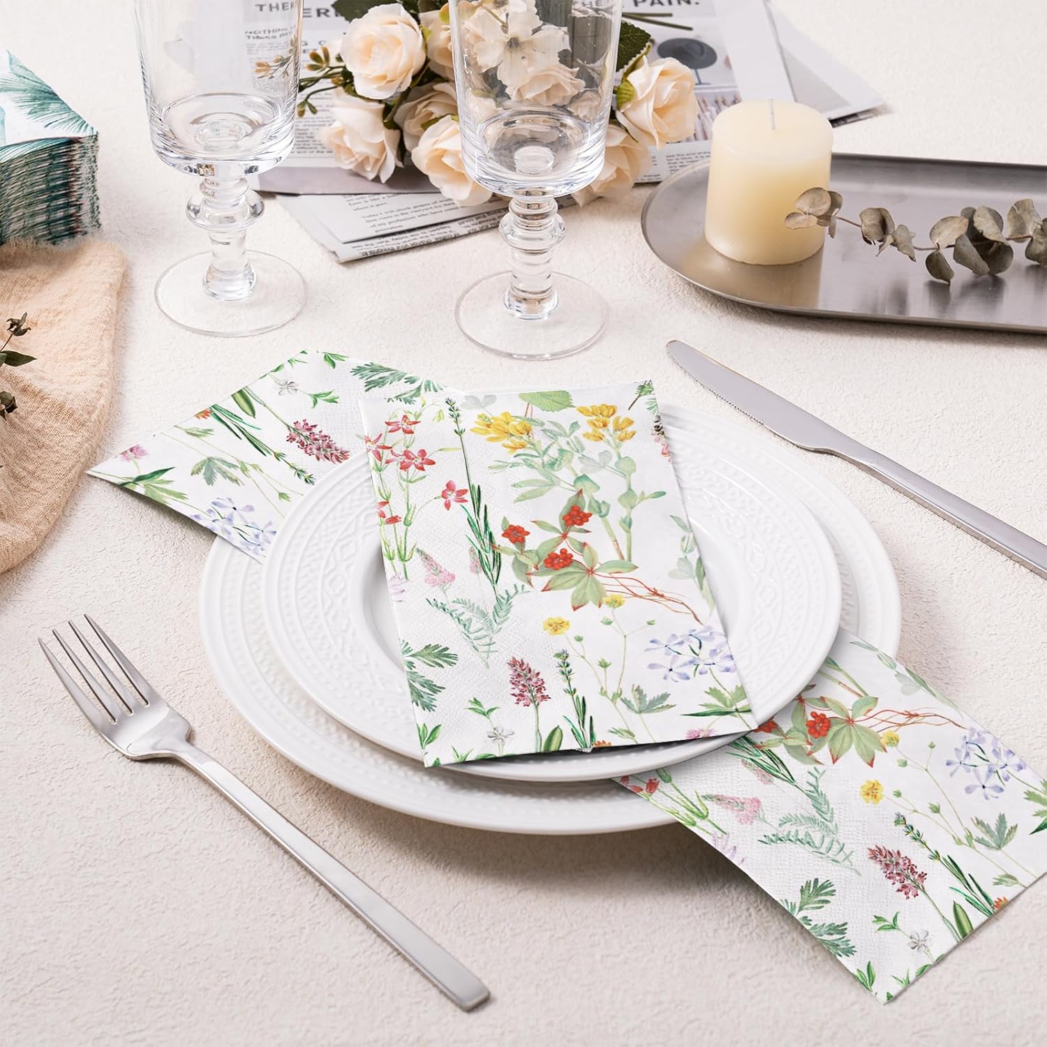 RUSPEPA Wild Flower Paper Napkins 3 Ply 43 x 75 50 Pack