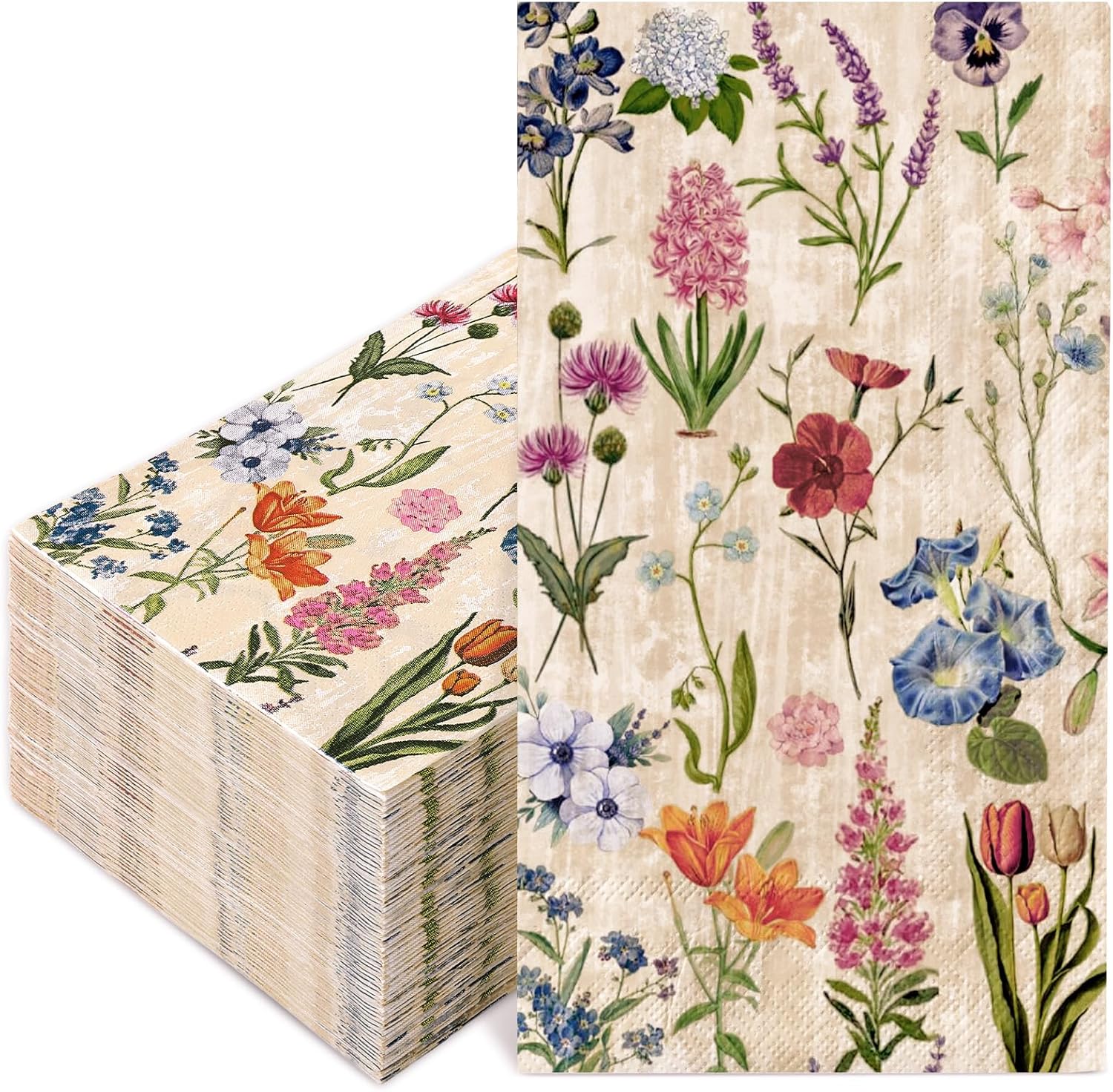 50 Pcs Retro Floral Guest Napkins for Spring Wedding Party