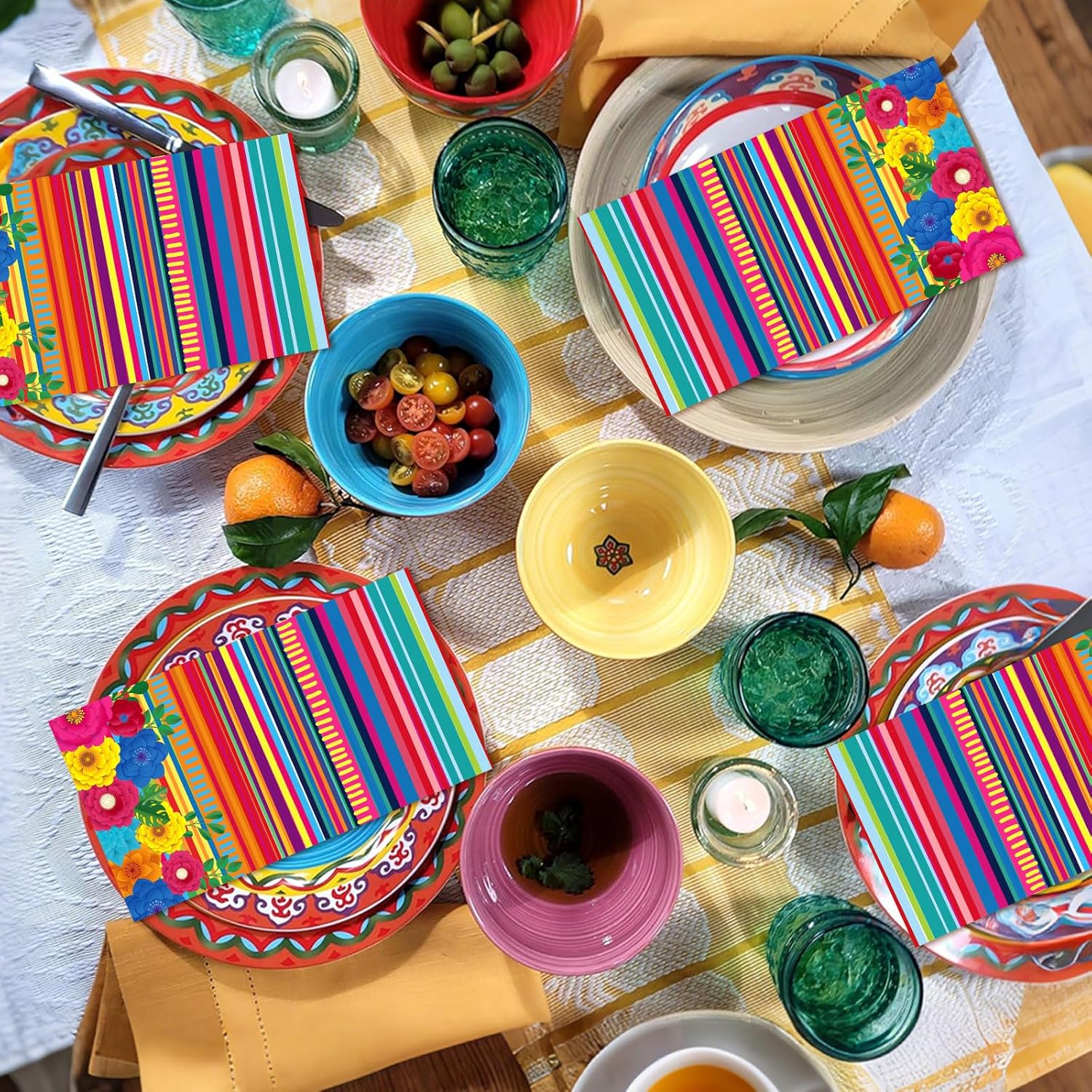 100PCS Mexican Fiesta Paper Napkins for Bathroom 3 Ply