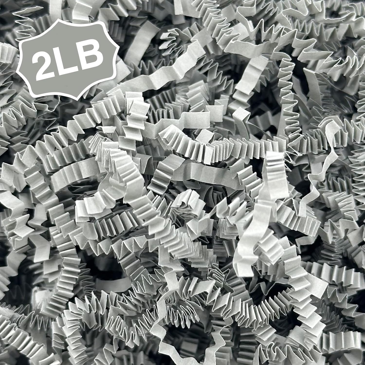 2LB Grey Crinkle Paper Shred Filler for Gifts