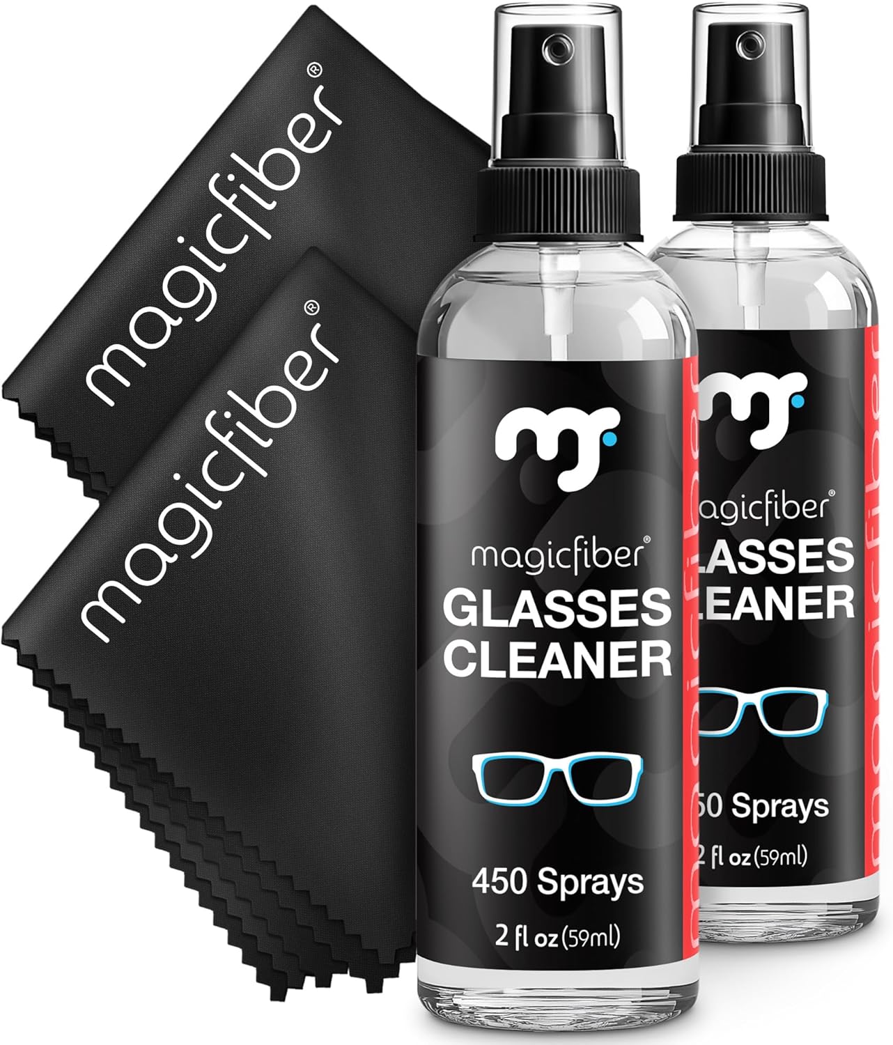 MagicFiber Glasses Cleaner Kit - 2 Sprays 2 Cloths