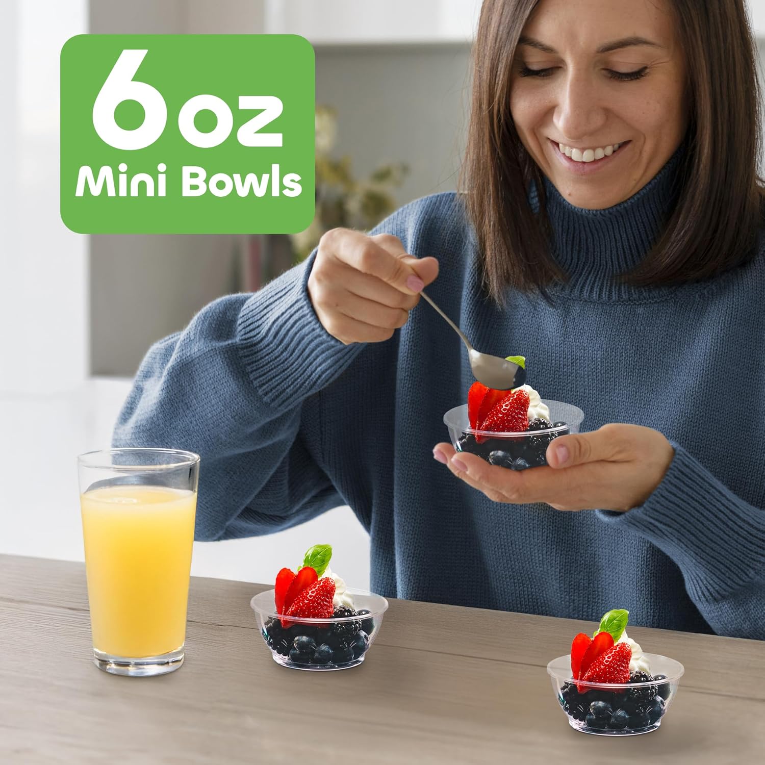 JoyServe Clear Mini Plastic Bowls 50 Pack 6 Oz