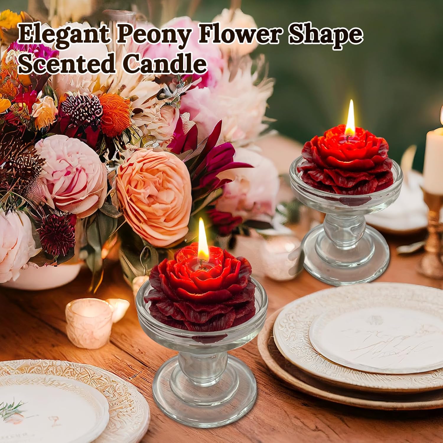 Burgundy Peony Scented Candles for Women Friends Colleagues