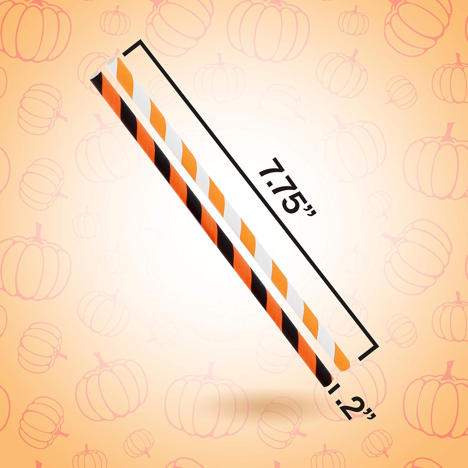 Party On Tap Paper Straws - Orange White Black Striped Pack of 100