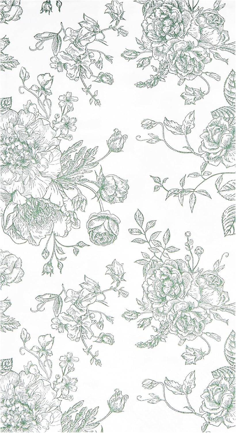 100 Floral Guest Napkins Sage Green and White Toile