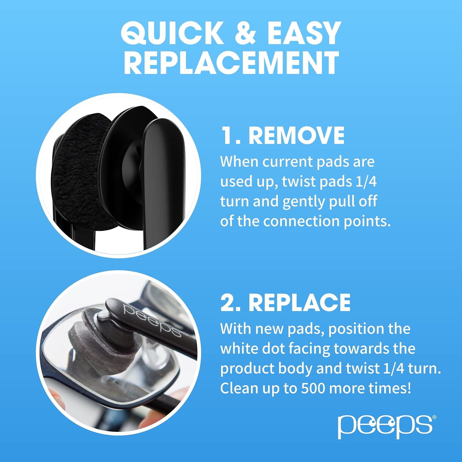 Peeps Carbon Klean Eyeglass Cleaner Replacement Pads - 1000 Uses