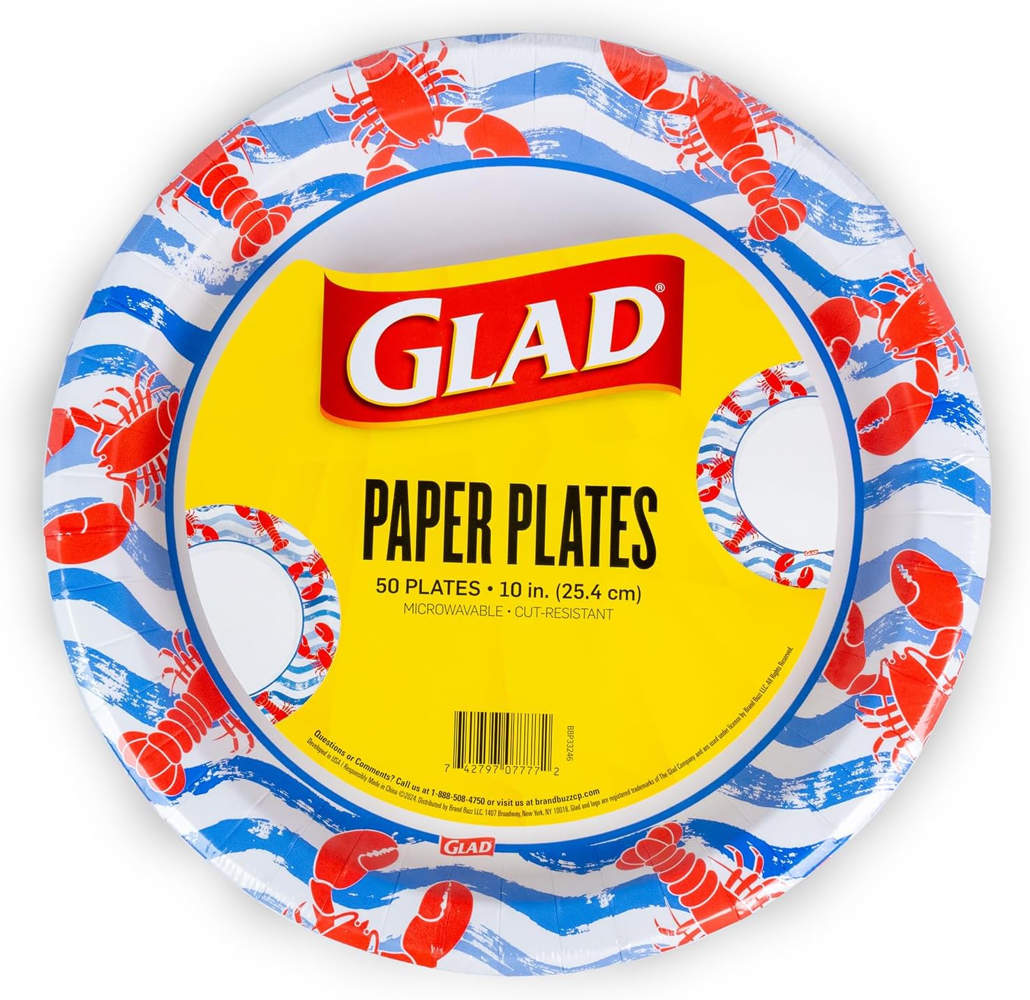 Glad Round Disposable Paper Plates 10 Inch 50 Count