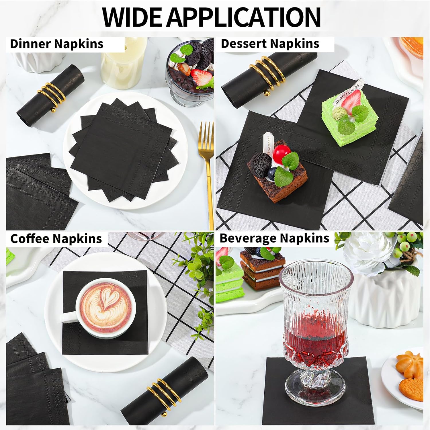 120 Pcs Black Cocktail Napkins for Parties