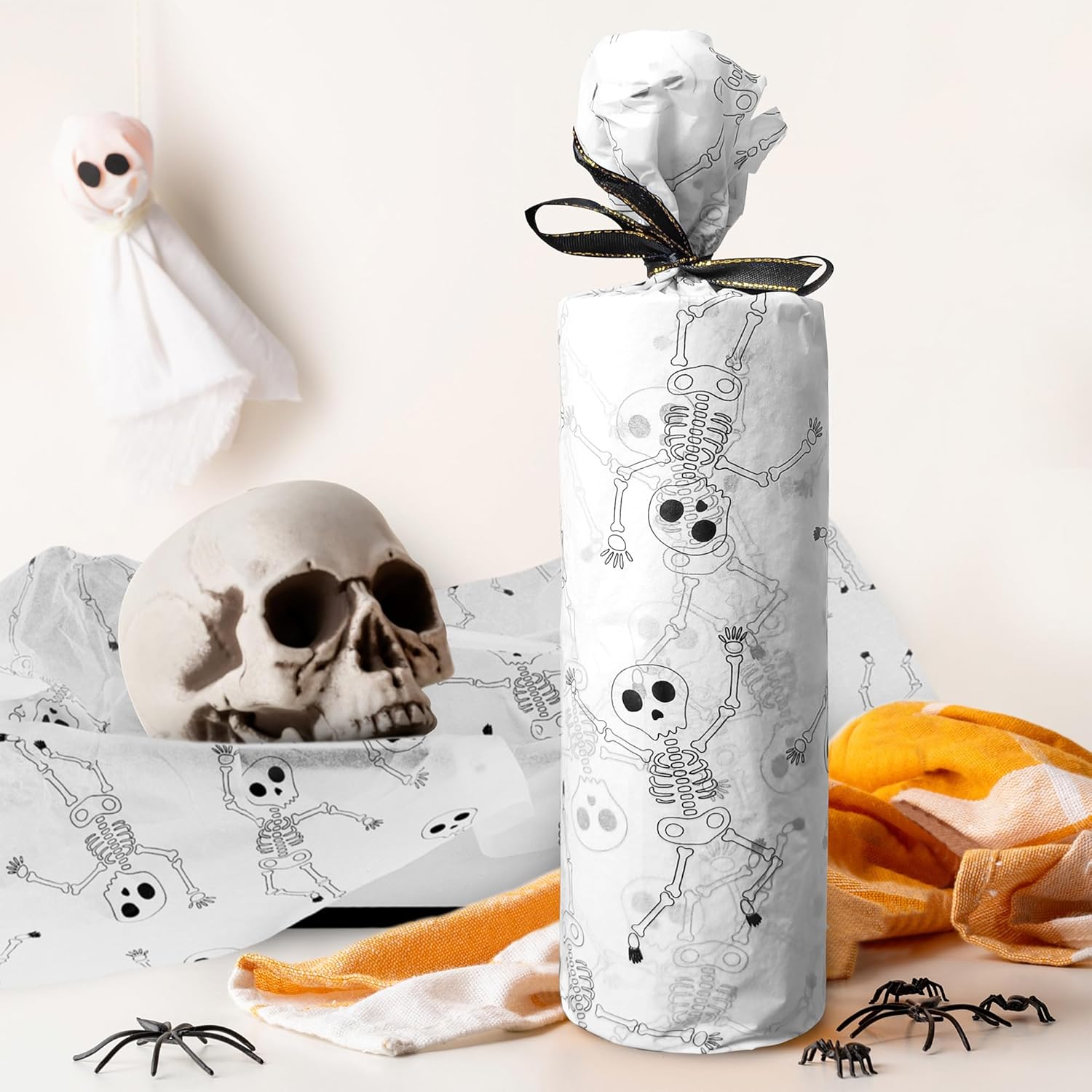 MR FIVE 20 x 28 Black Skeleton Tissue Paper Bulk 30 Sheets