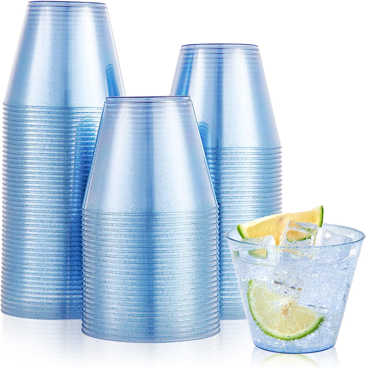 JOLLY CHEF 100 Pack 9 oz Blue Glitter Cups