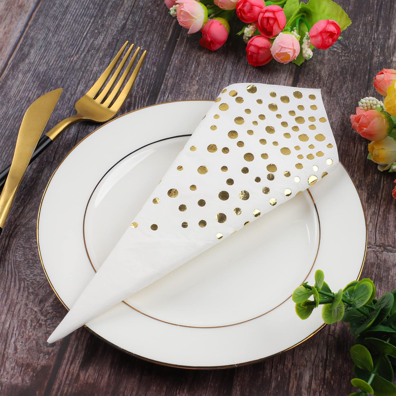Gold Foil Napkins Pack of 120 for Weddings and Parties