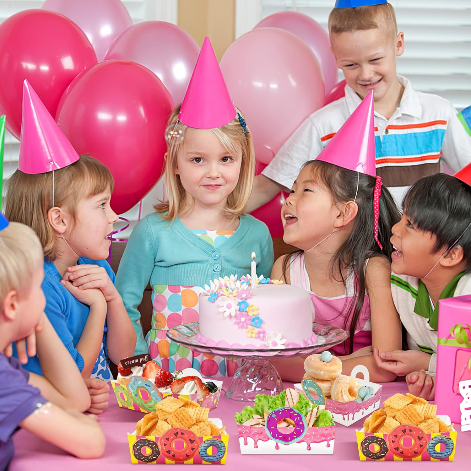 Donut Shaped Paper Snack Bowls 24pcs Birthday Party Decor