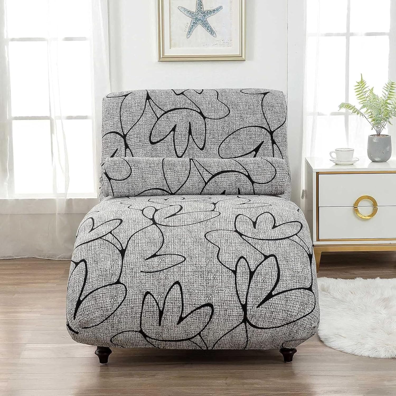 Elastic Stretch Fit Chaise Lounge Slipcover for Indoor Use