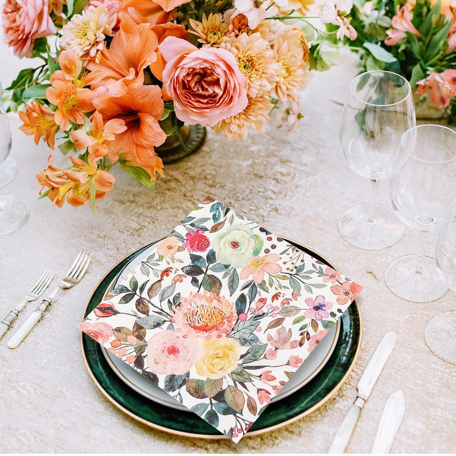 200Pcs Floral Paper Napkins for Home and Events