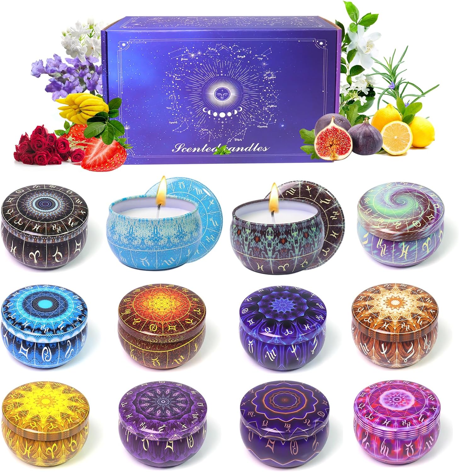 12 Pack Constellation Scented Candles Gift Set