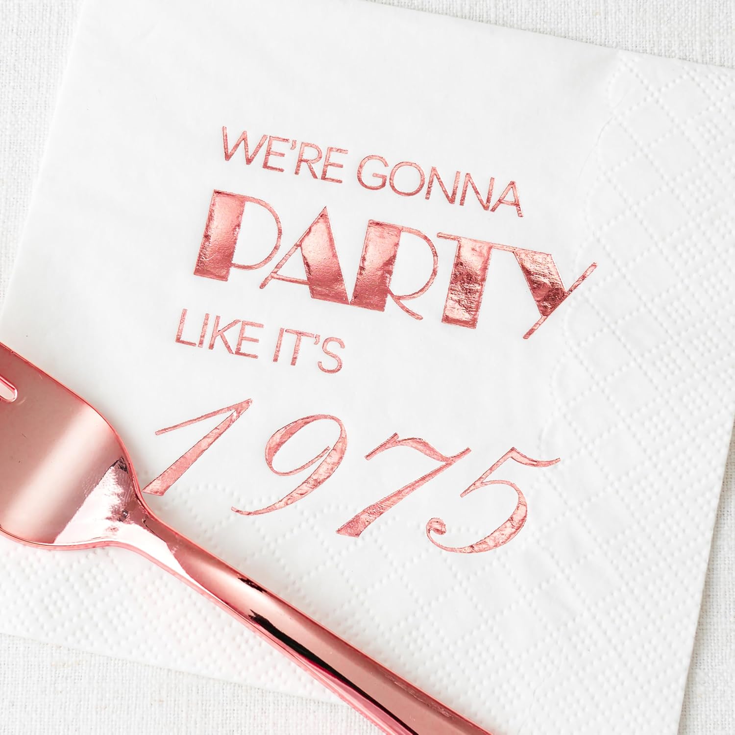 Crisky 50th Birthday Rose Gold Cocktail Napkins 50 Pcs