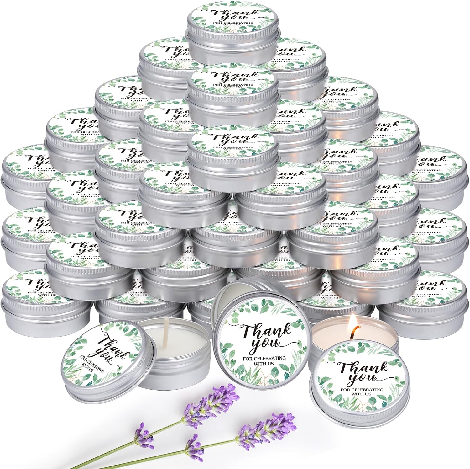 MTLEE 50 Pcs Eucalyptus Scented Candles Baby Shower Favor Gift Set