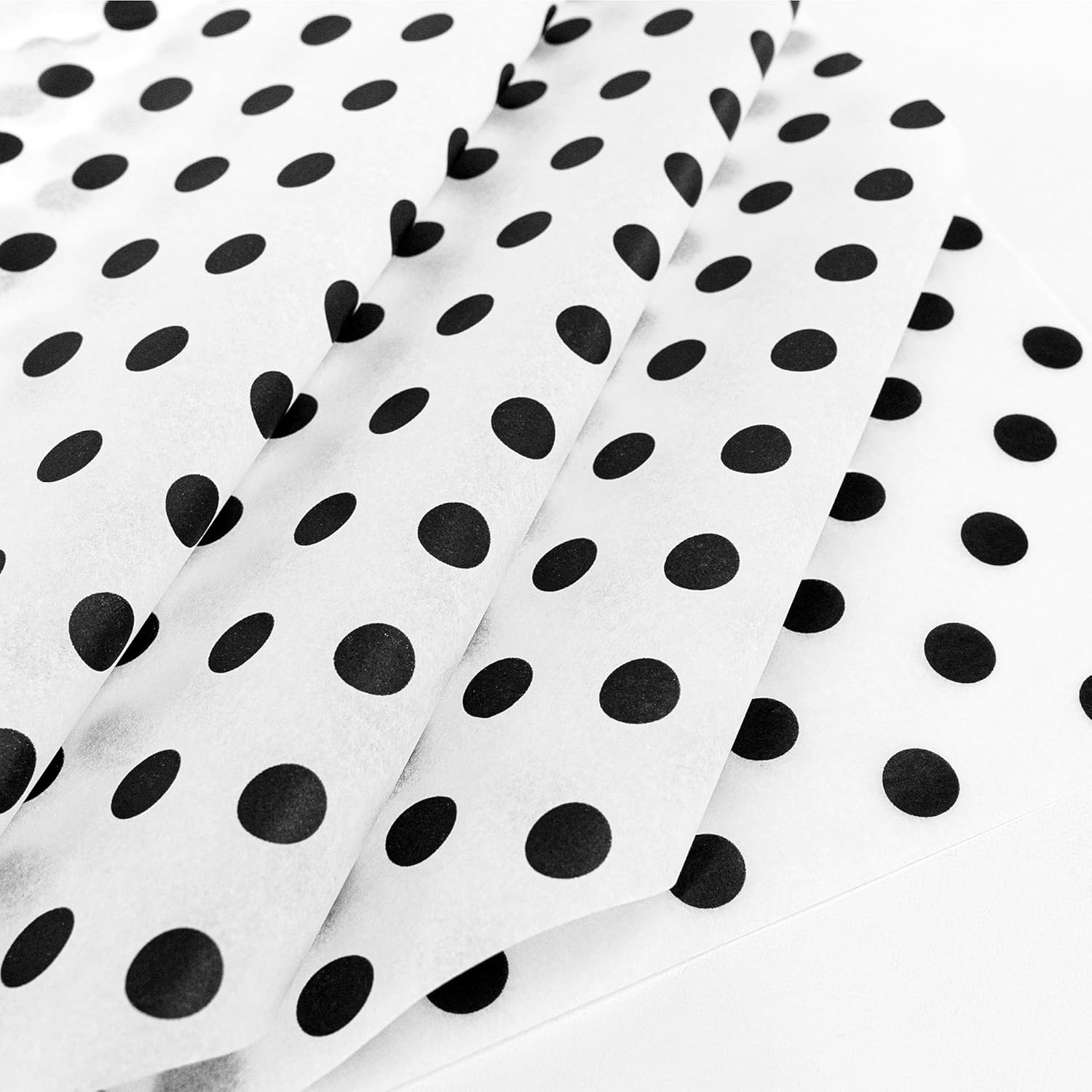 MR FIVE 60 Sheets Black Polka Dot Tissue Paper 14x20
