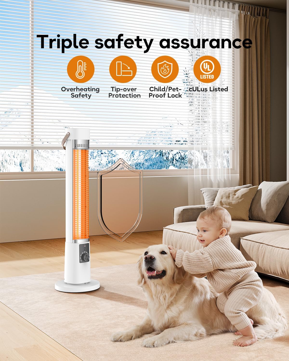 Aerozy Portable Infrared Heater with 60-Degree Oscillation and Remote Control