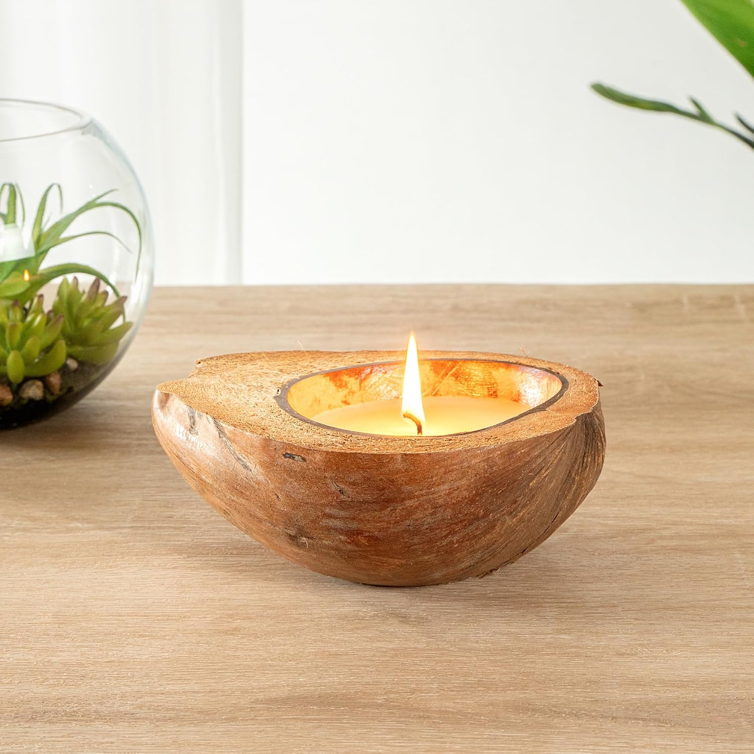 Restaurantware Coconut Shell Candle with Mango Scent