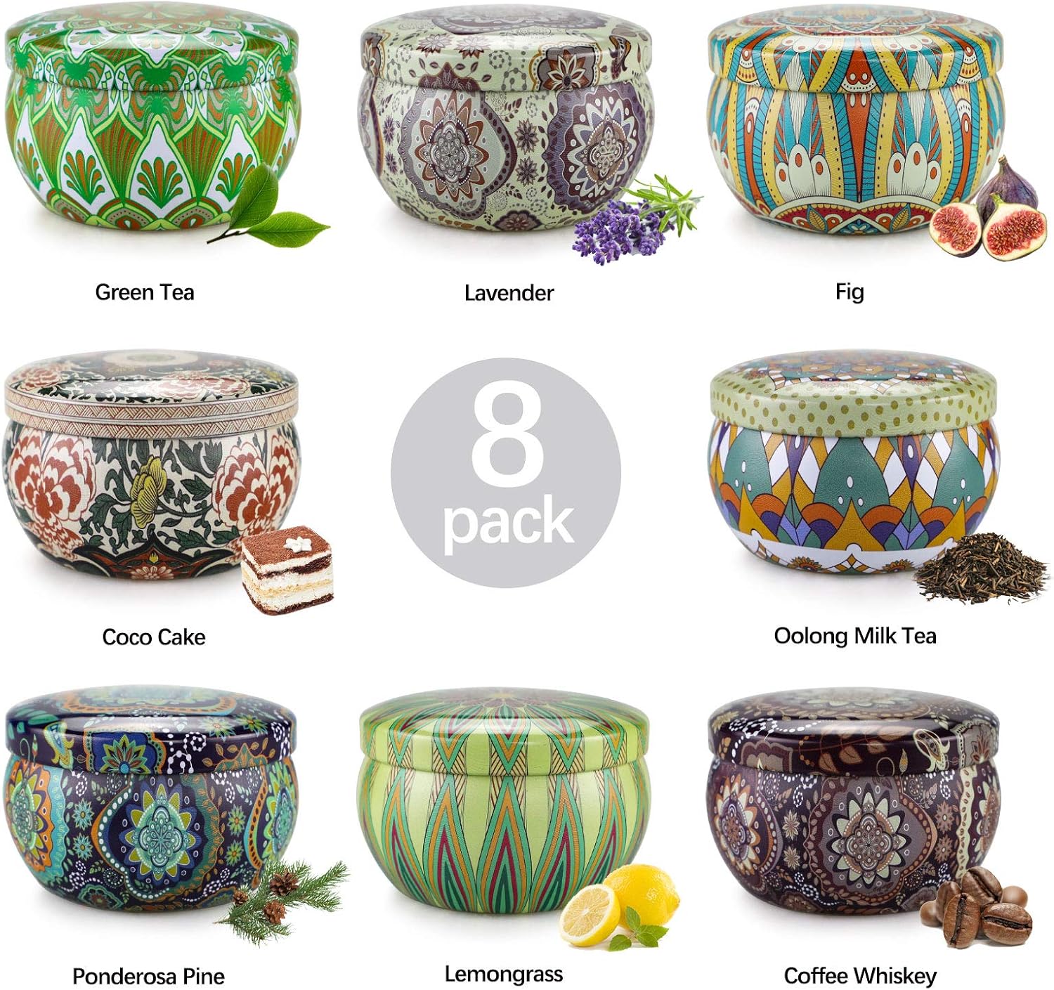 8 Pack Aromatherapy Scented Candles Set for Stress Relief and Relaxation