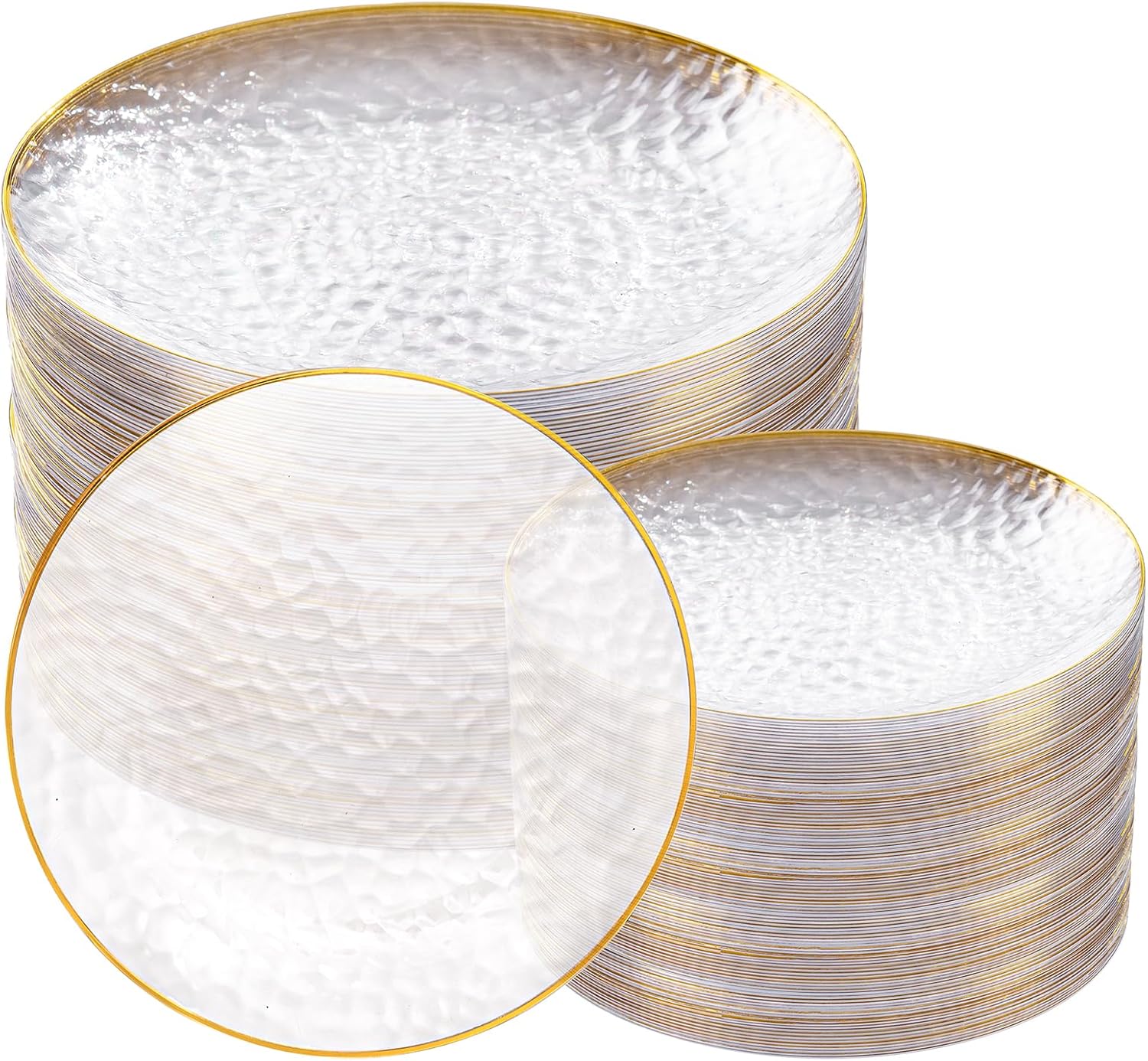 Rubtlamp 100Pcs Clear Gold Plastic Plates Set
