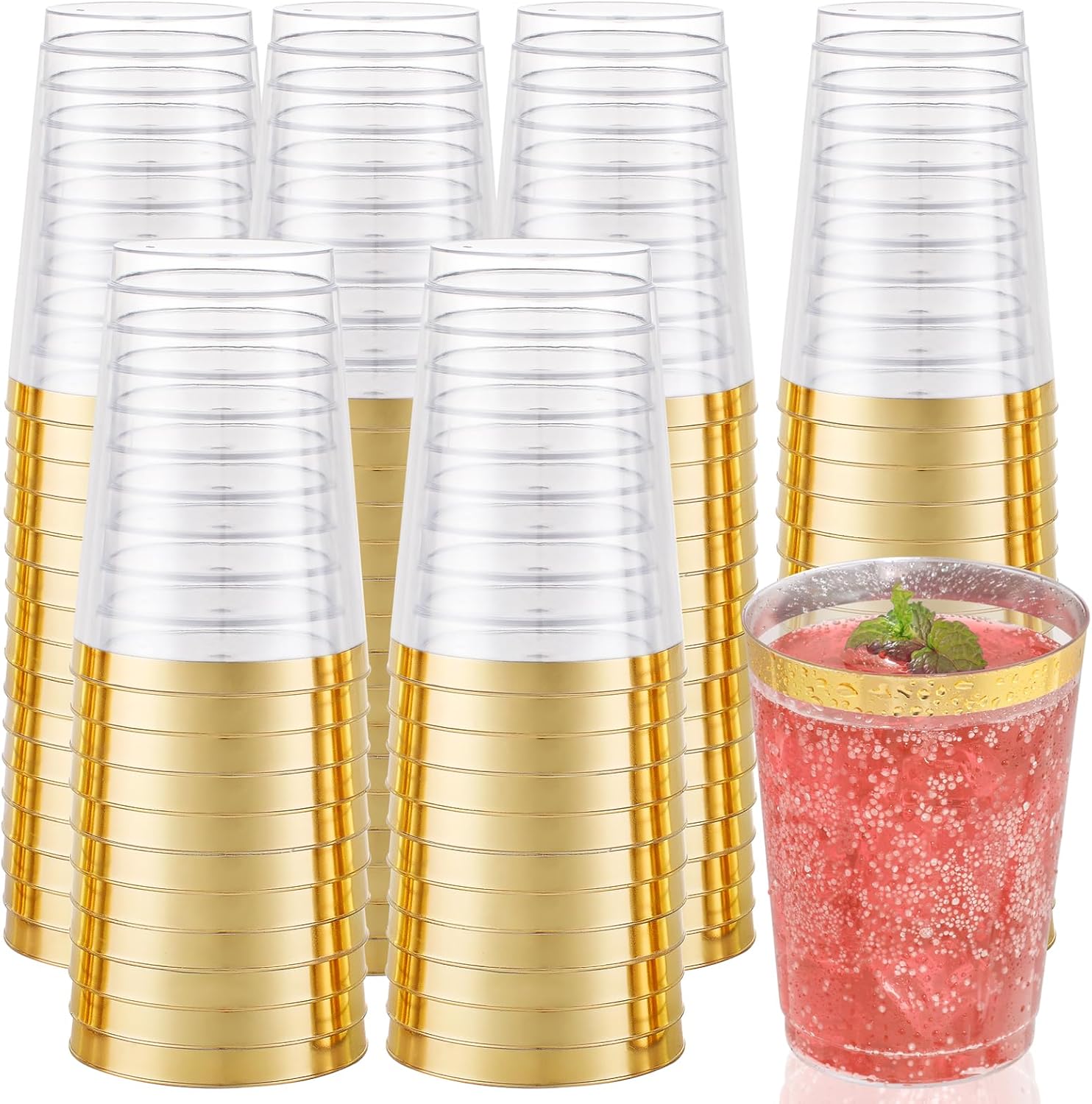 50 Pack 12 Oz Gold Plastic Cups for Parties and Weddings