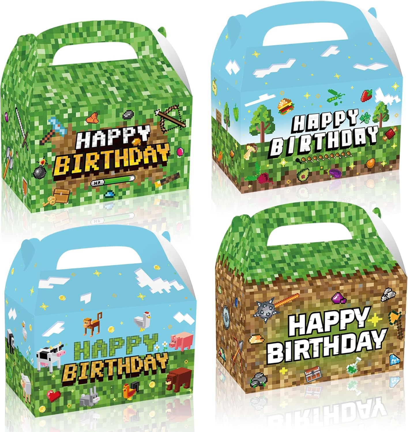 16 Piece Pixel Style Goodie Boxes for Birthday Parties