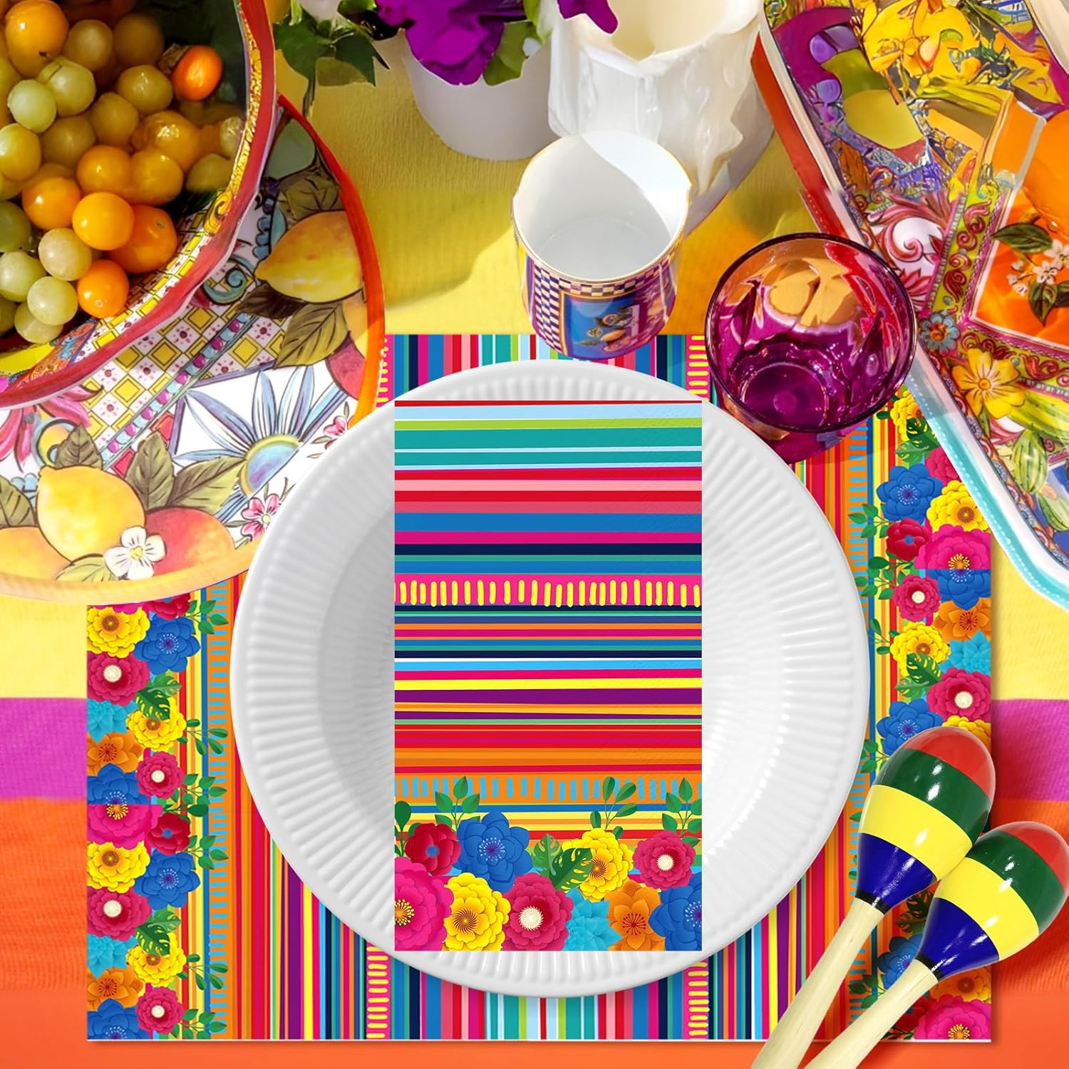 100PCS Mexican Fiesta Paper Napkins for Bathroom 3 Ply