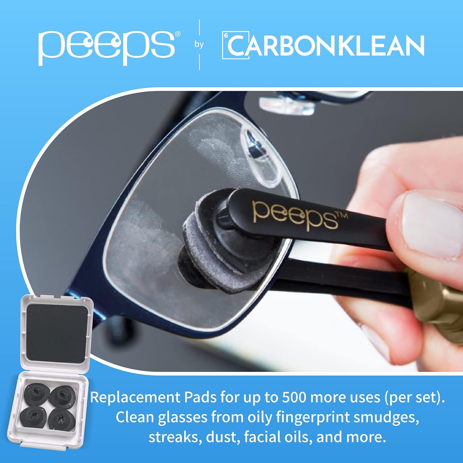 Peeps Carbon Klean Eyeglass Cleaner Replacement Pads - 1000 Uses