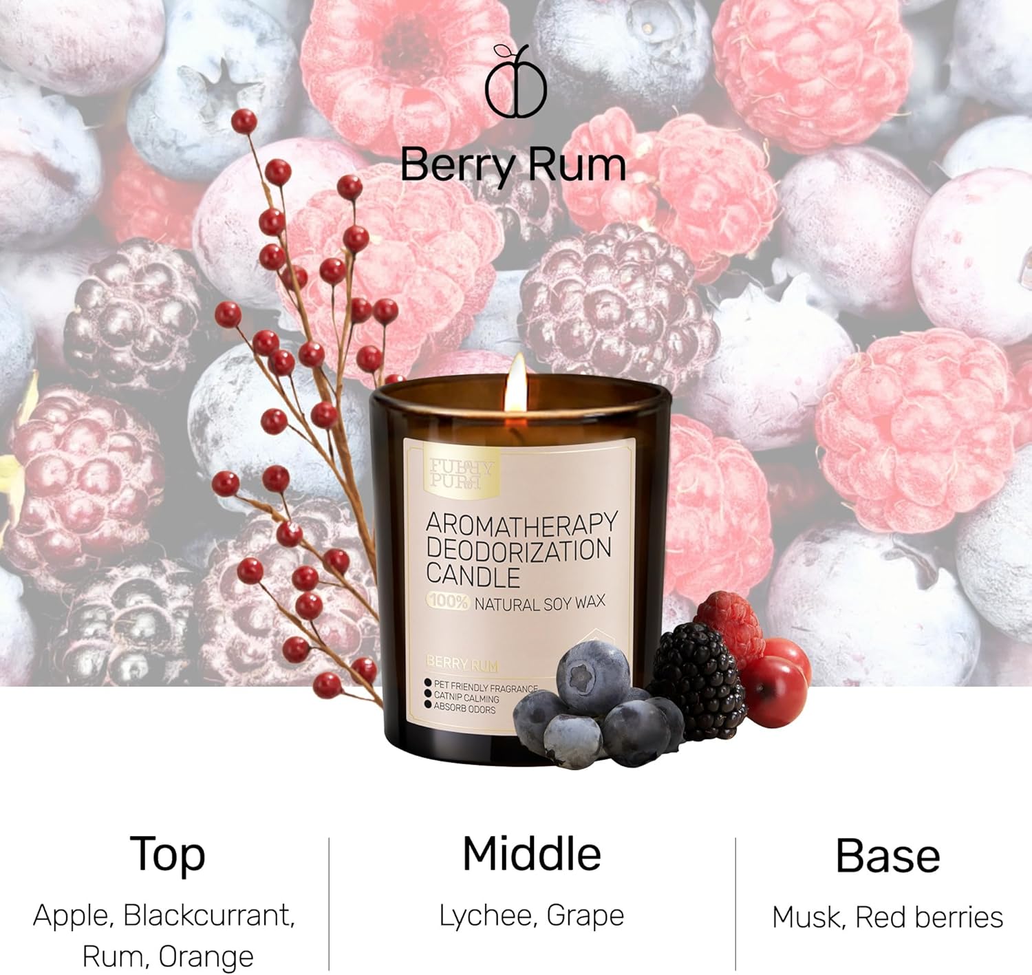 Berry Rum Scented Pet-Friendly Candle