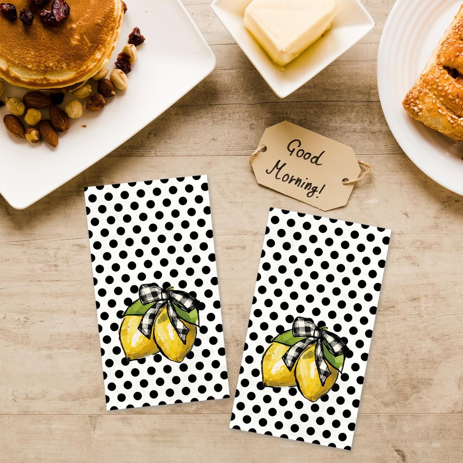 TAJWE 100 Count Black Polka Dots Disposable Napkins