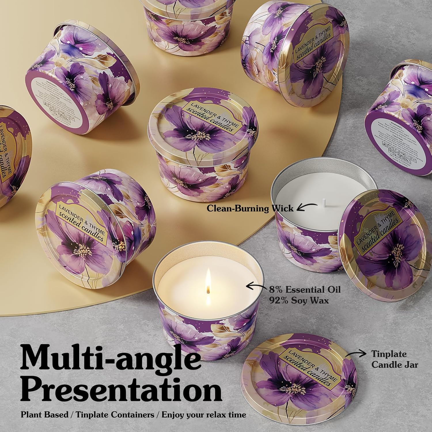 3-Pack Aromatherapy Candles - Lavender Thyme Travel Size