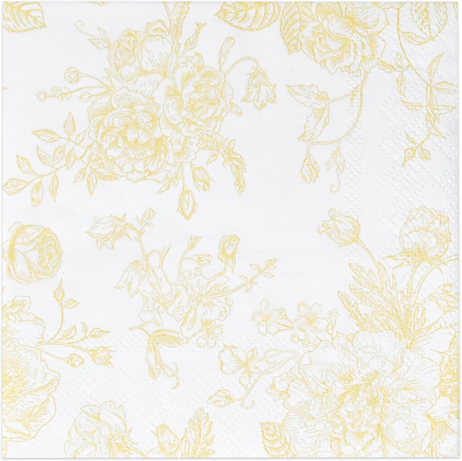 Yellow White Floral Cocktail Napkins for Spring Events