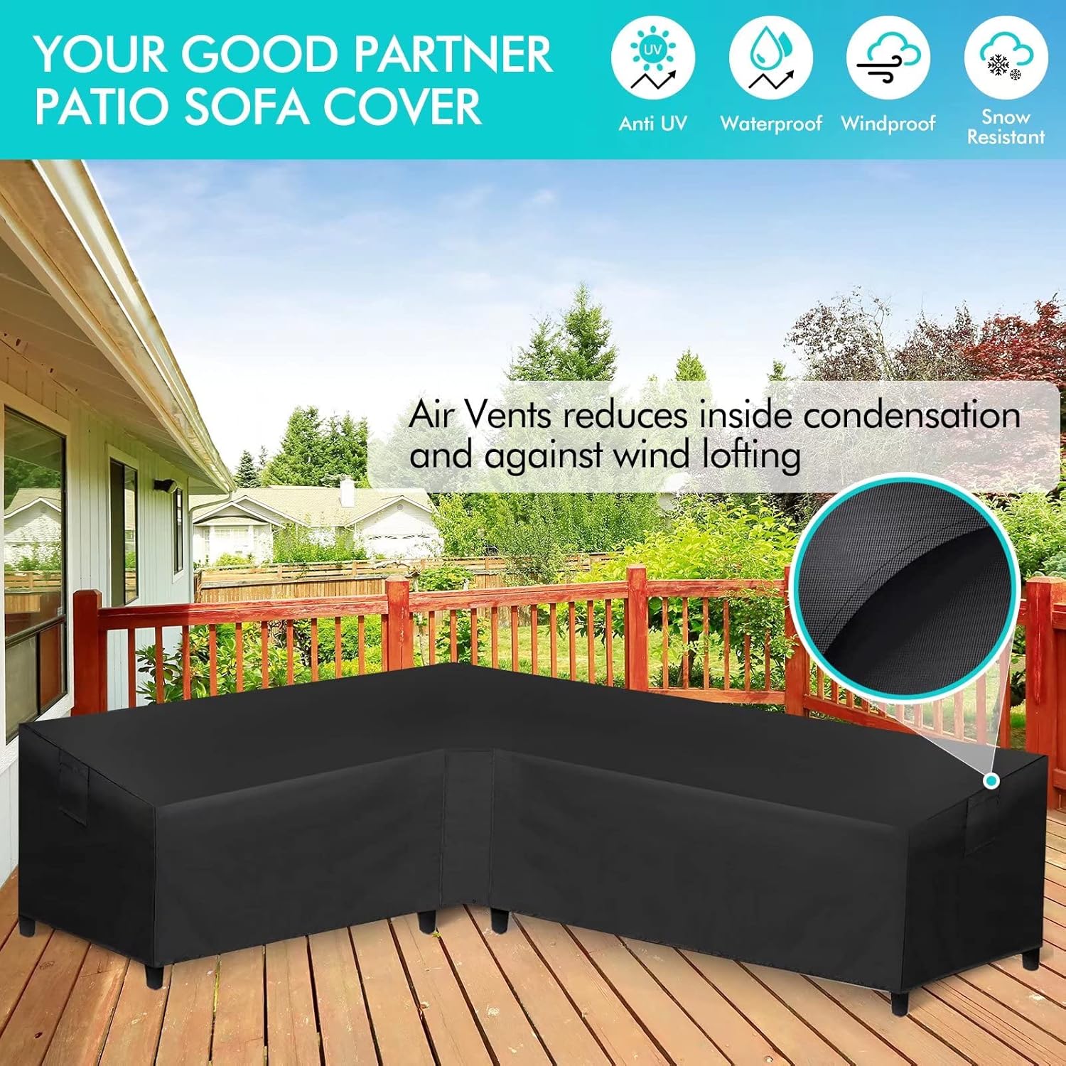 WLEAFJ L-Shaped Sectional Sofa Cover Waterproof Heavy Duty