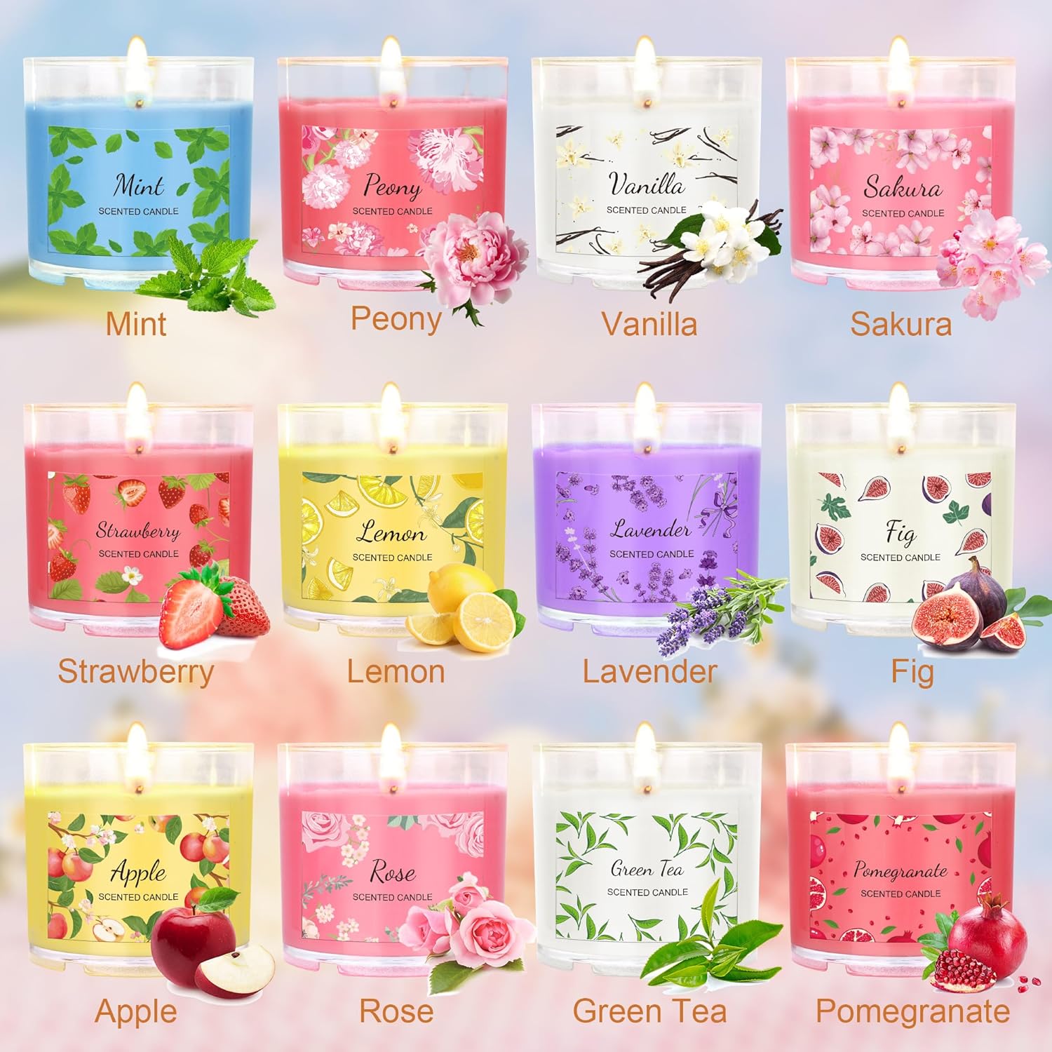 12 Pack Scented Candles for Home and Gifts