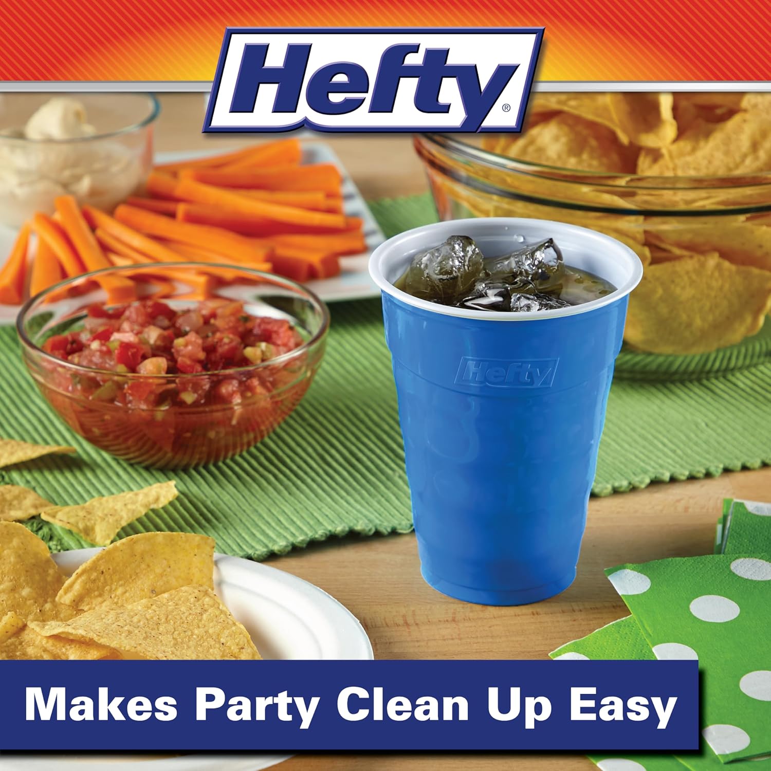 Hefty Party On Disposable Plastic Cups 18 Oz 120 Count