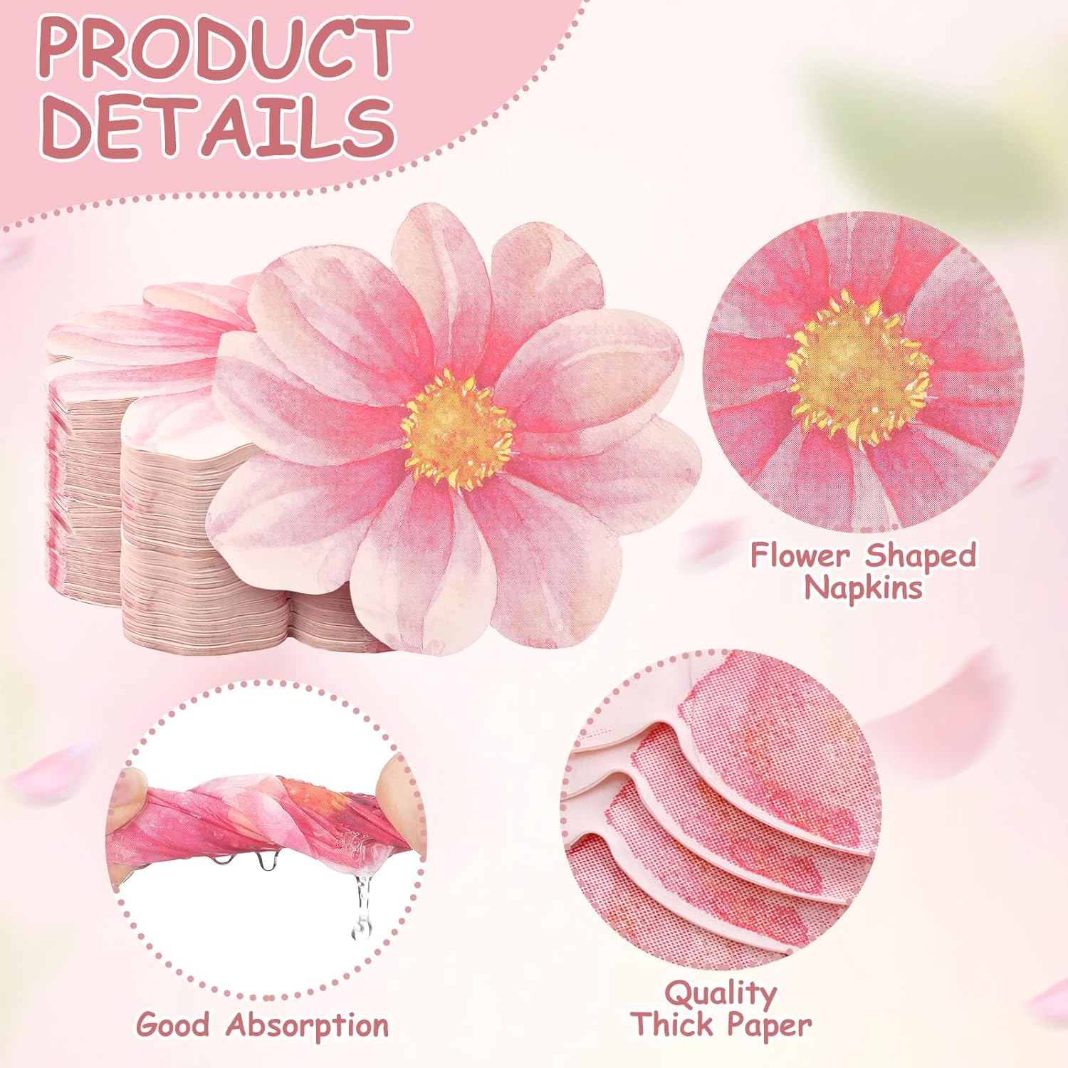 Qilery 100 Pcs Flower Shaped Napkins for Parties