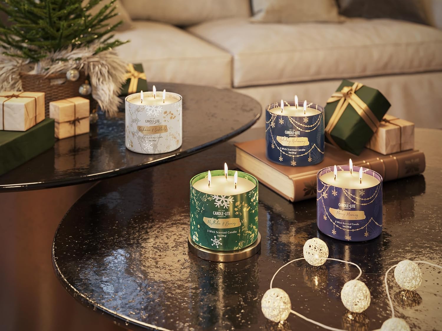 Holiday Hideaway Scented Candles 14 Oz 3-Wick Jar