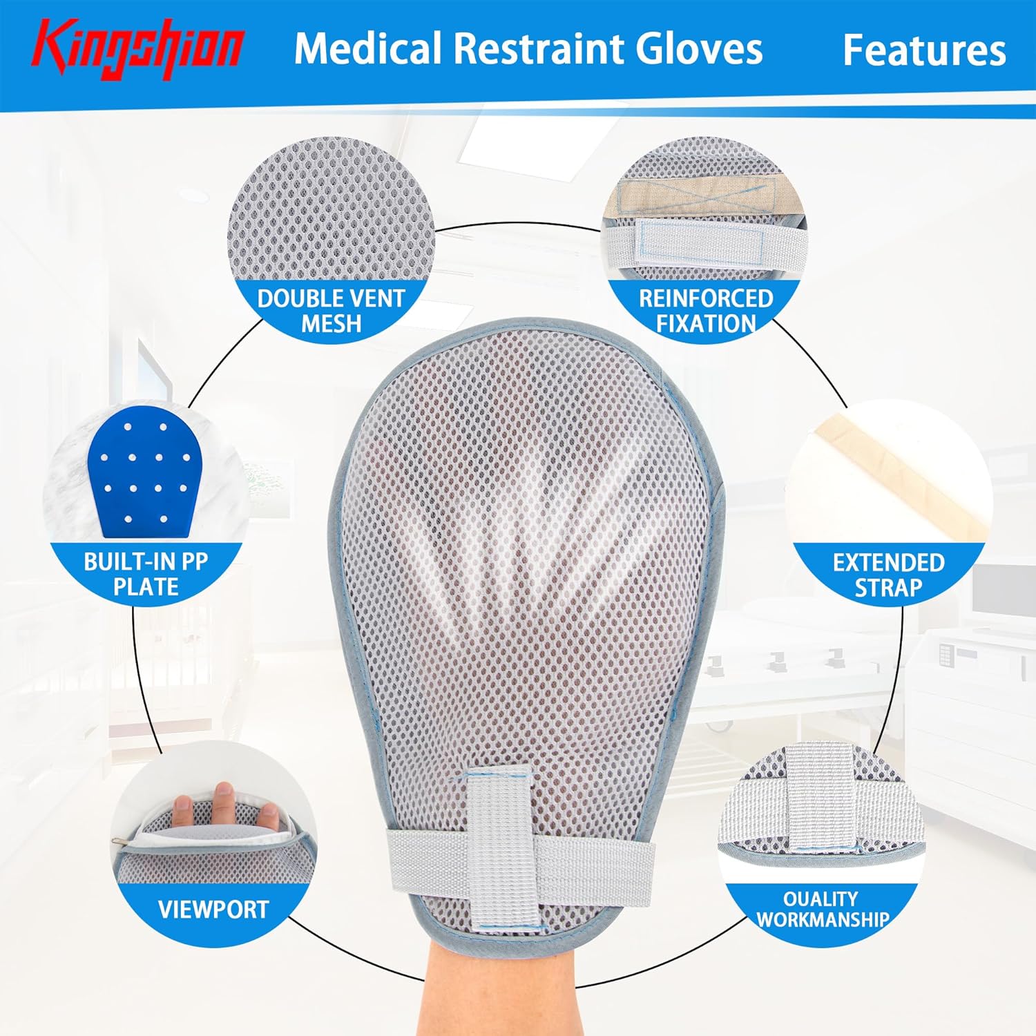 2PCS Anti-Scratch Restraint Gloves for Elderly Use
