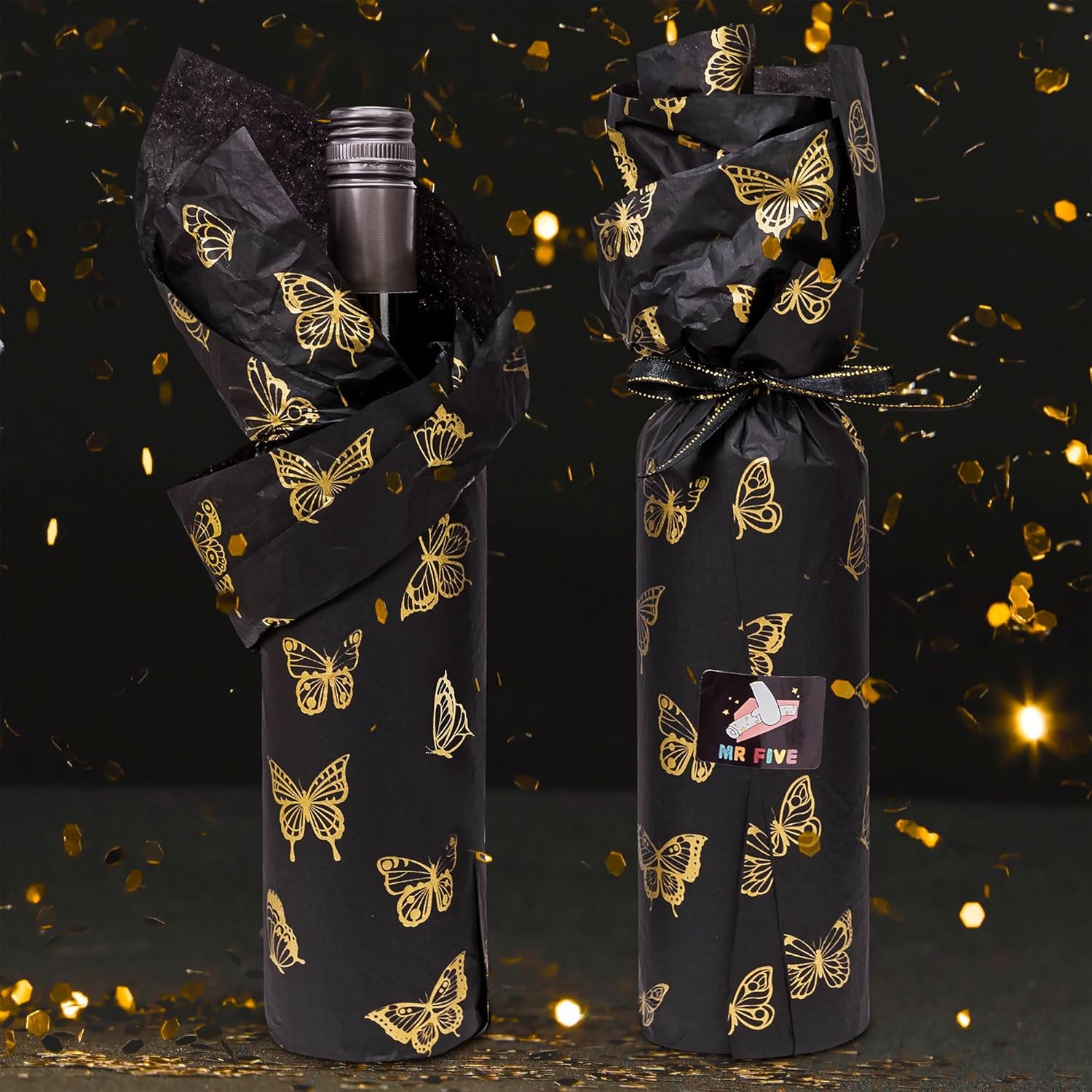MR FIVE Black Gold Butterfly Tissue Paper Bulk 30 Sheets