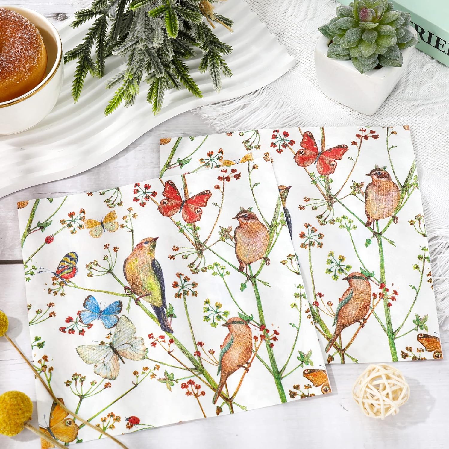 AnyDesign 100 Pack Watercolor Butterfly Napkins