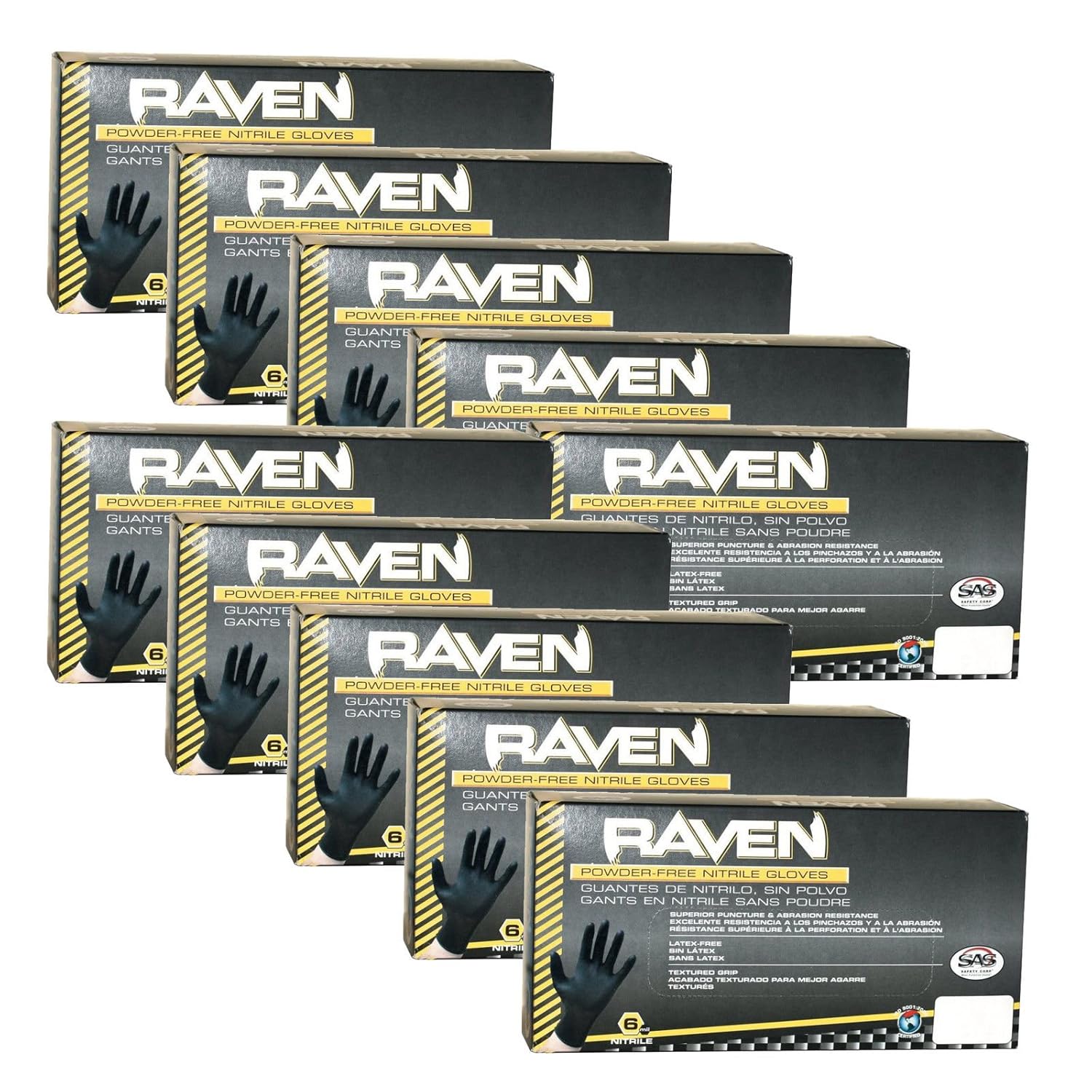 SAS Raven Powder Free Nitrile Gloves - 10 Boxes 1000 Total