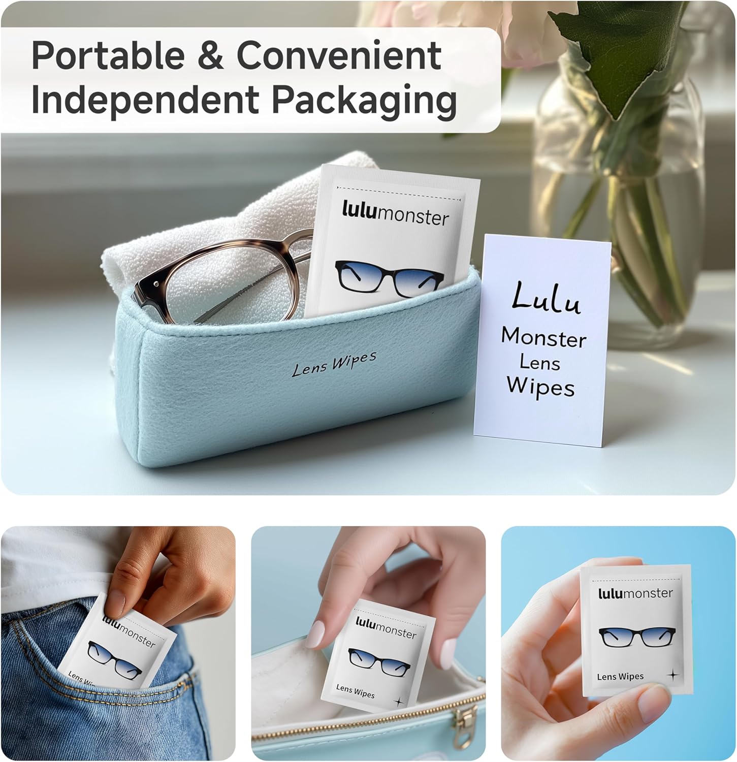 Lulumonster Anti-Fog Lens Wipes 150 Pre-Moistened