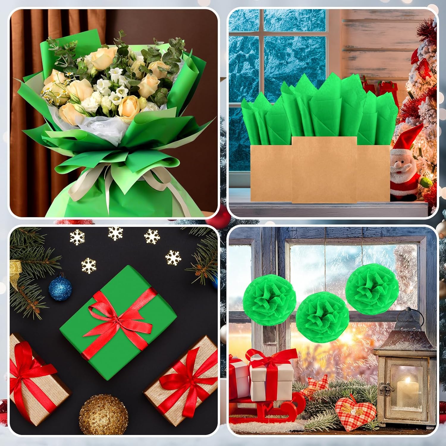 Bouiexye 120 Sheet Green Tissue Paper for Wrapping and Crafting