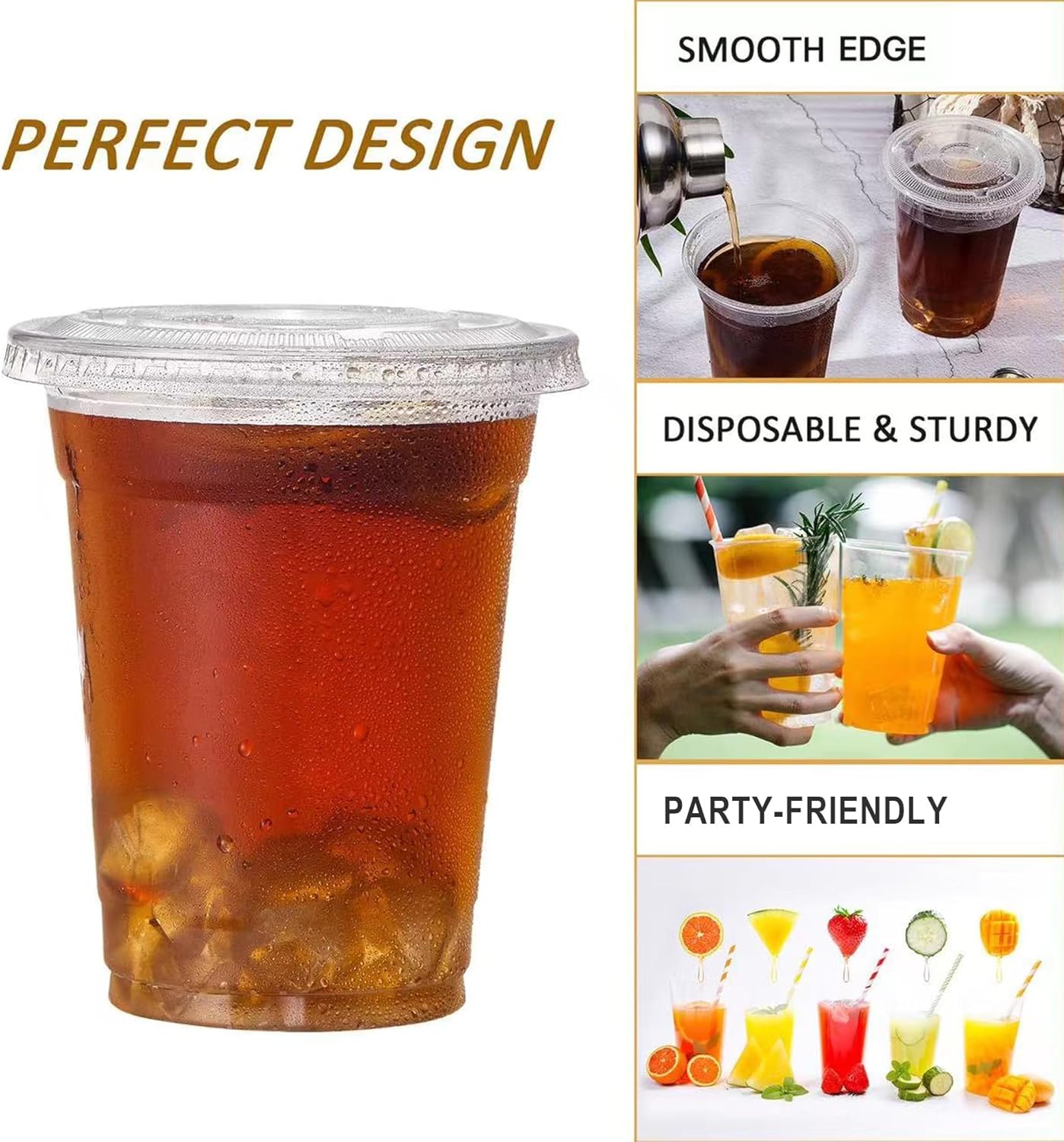 Lullaby 200 Pack 12oz Clear Plastic Cups with Lids