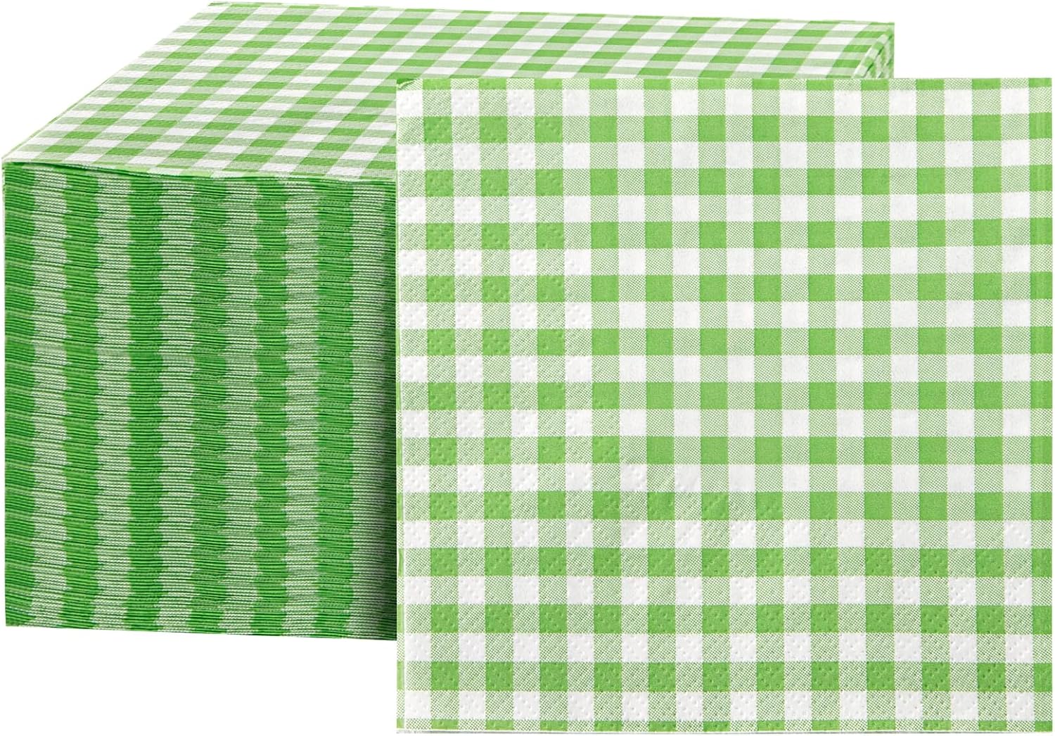 FLOWERCAT 100 Count 2 Ply Green Checkered Napkins 5x5 Inches