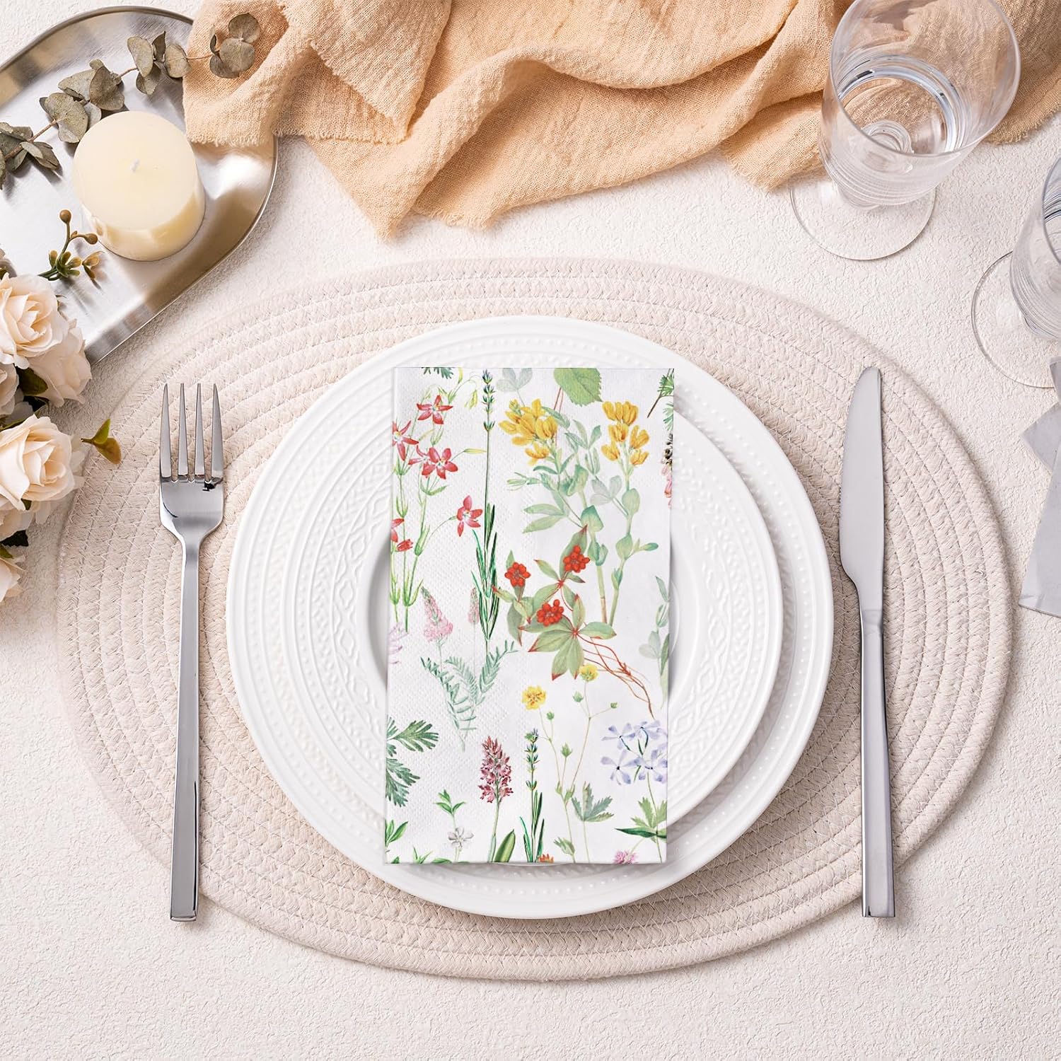 RUSPEPA Wild Flower Paper Napkins 3 Ply 43 x 75 50 Pack