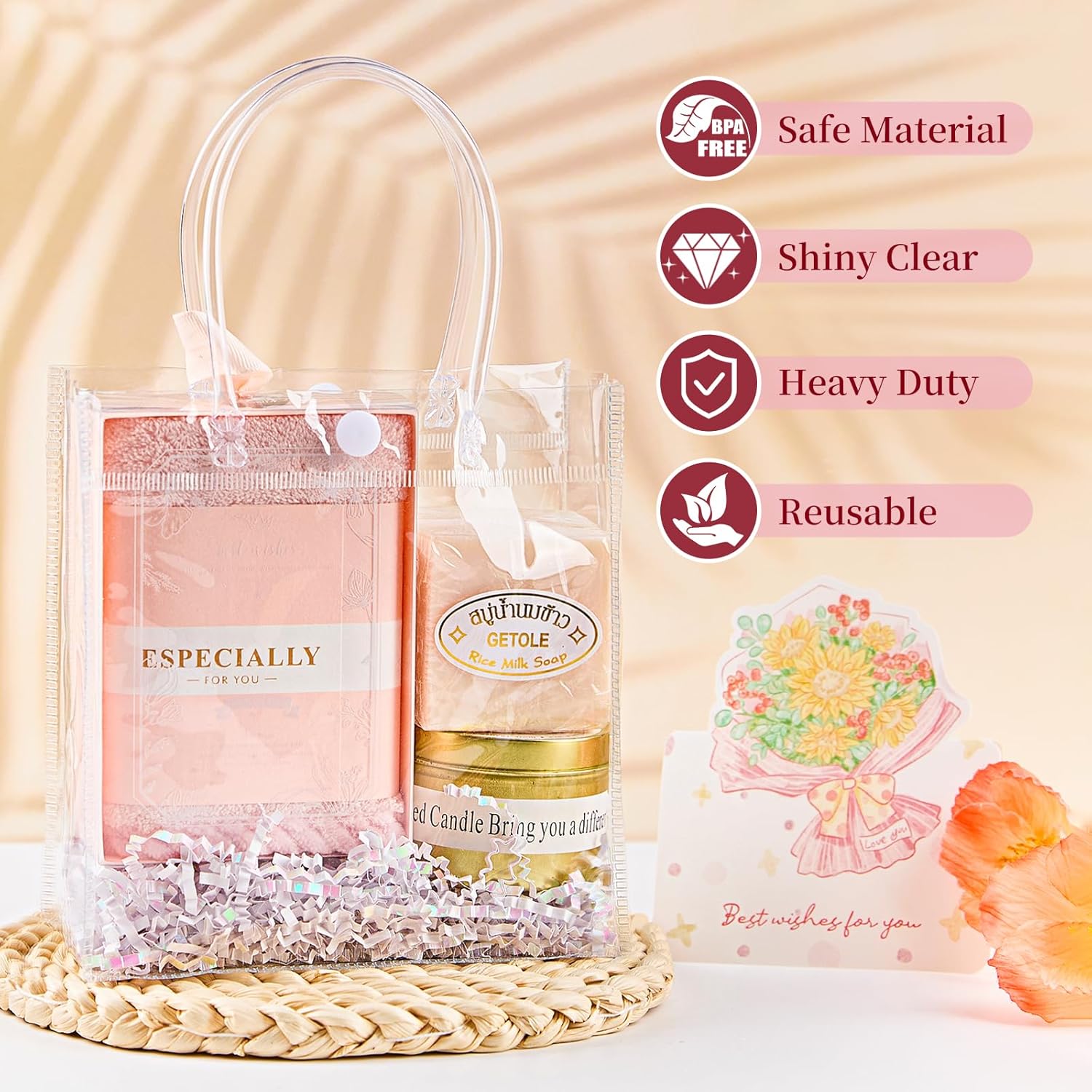 Jutieuo 16 Pack Clear Gift Bags with Handles